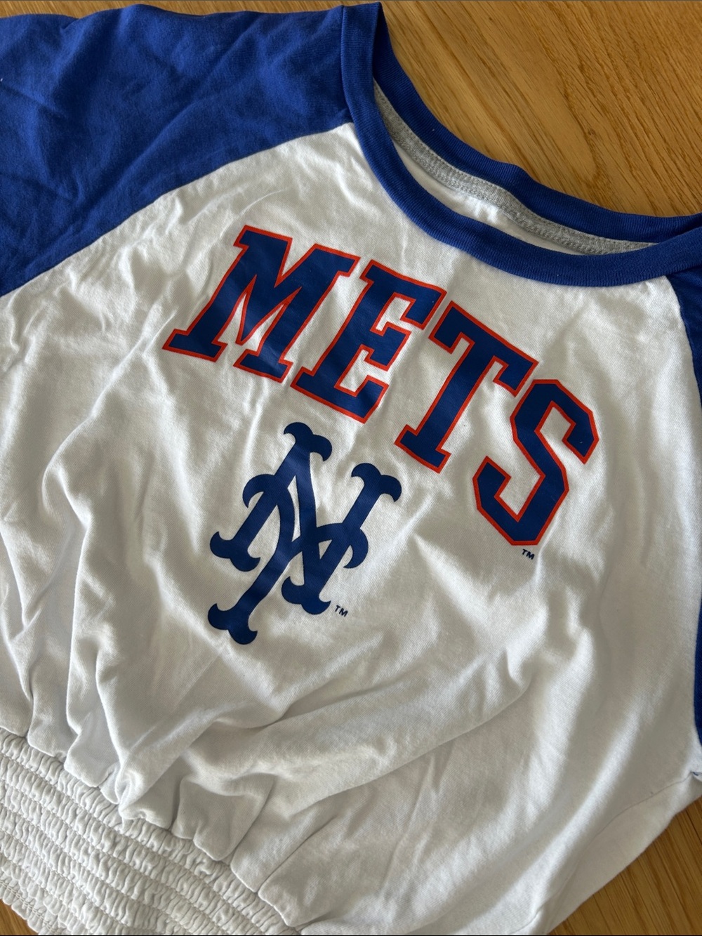 Mets Raglan Cropped Tee - Genuine Merchandise